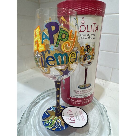 Lolita "Happy Retirement" Wine Glass Hand Painted 15oz “Bonnie Retraite” - Picture 2 of 16
